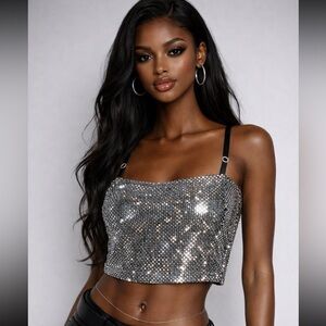 Vintage Sparkly Silver Women’s Top Size Small